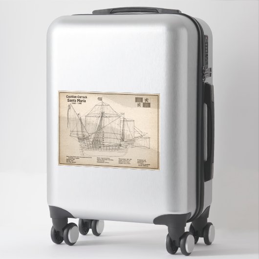 Santa Maria - Ship Blueprint Plans SD シール (スーツケース)