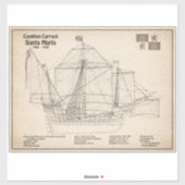 Santa Maria - Ship Blueprint Plans SD シール (シート)