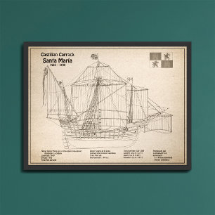 Santa Maria - Ship Blueprint Plans SD フォトプリント