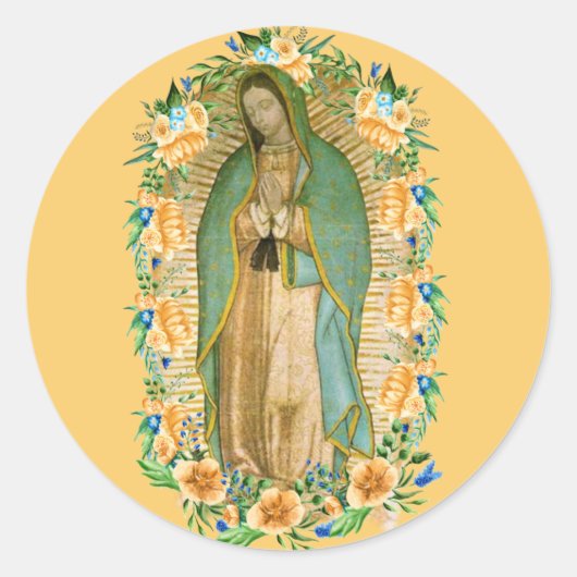 Santa Maria, Virgen de Guadalupe Mother Mary ラウンドシール (正面)