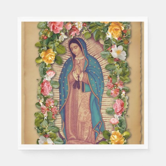 Santa Maria, Virgen de Guadalupe Mother Mary Roses スタンダードランチョンナプキン (正面)