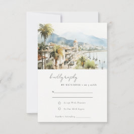 Santa Marta Colombia Watercolor Landscape Wedding 出欠カード