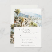 Santa Marta Colombia Watercolor Landscape Wedding 出欠カード (正面/裏面)
