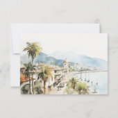 Santa Marta Colombia Watercolor Landscape Wedding 出欠カード (裏面)