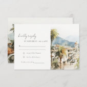 Santa Marta Colombia Watercolor Landscape Wedding 出欠カード (正面/裏面)