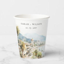 Santa Marta Colombia Watercolor Landscape Wedding 紙コップ