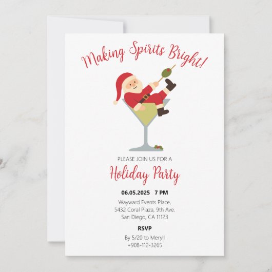 Santa Martini Christmas Party Invite 招待状 (正面)