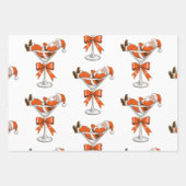 Santa Martini Coquette Girly Christmas Bow Festive ラッピングペーパーシート (正面)