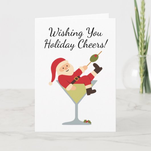 Santa Martini Holiday Cheers Christmas Card カード (正面)
