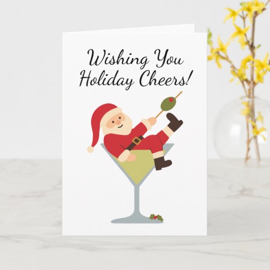 Santa Martini Holiday Cheers Christmas Card カード (黄色い花)