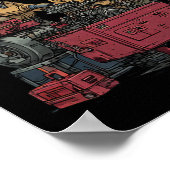 Santa Mechanic Christmas Funny Workshop Engine Rep ポスター (角)