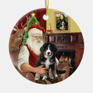 Santa + Mona Lisa - Bernese MD - 2 diff.デザイン セラミックオーナメント