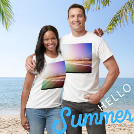 Santa Monicaビーチ – グリーンパープル写真編集 Tシャツ