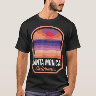 Santa Monica Beach CA Retro Sunset Tシャツ