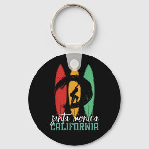 Santa Monica Beach California Retro Surfing キーホルダー
