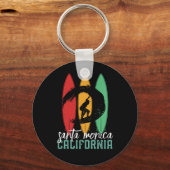 Santa Monica Beach California Retro Surfing キーホルダー (正面)