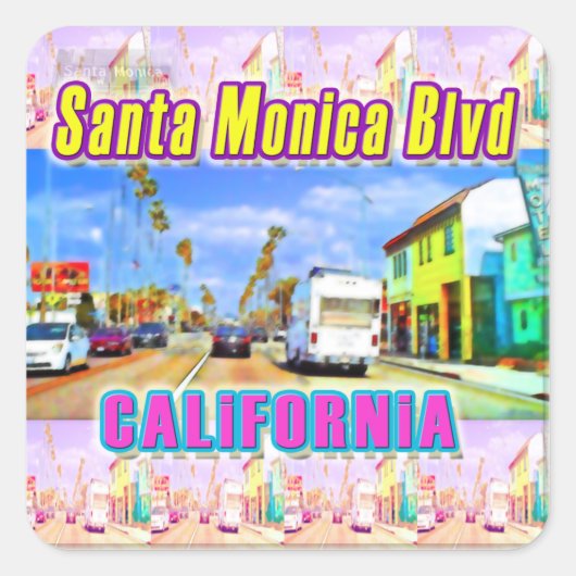 「Santa Monica Blvd 1」ステッカー スクエアシール (正面)