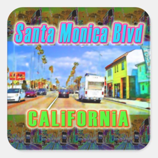 「Santa Monica Blvd 2」ステッカー スクエアシール (正面)