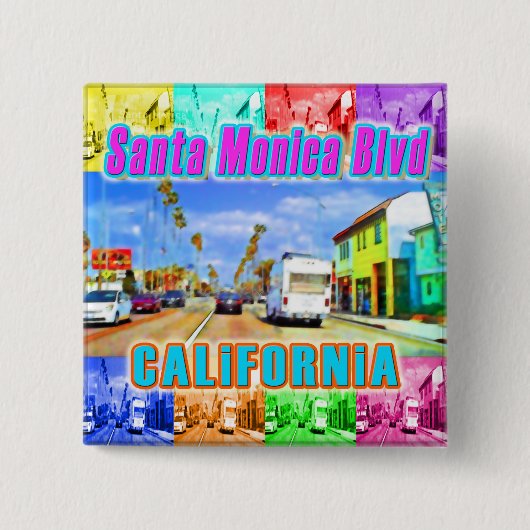 「Santa Monica Blvd 3」ボタン 缶バッジ (正面)
