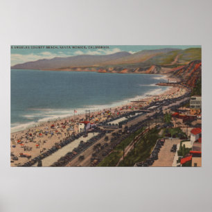 Santa Monica, CA - Los Angeles County Beach Scen ポスター