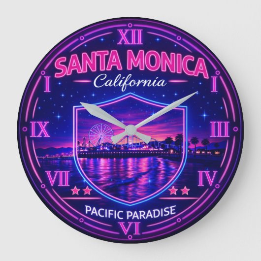 Santa Monica California Pier ラージ壁時計 (正面)