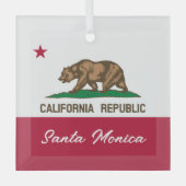 Santa Monica California Republic flag Christmas ガラスオーナメント (正面)