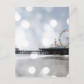 Santa Monica Pier Gray Sparkles Photo Edit ポストカード (正面)