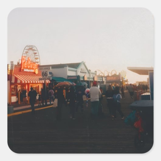 Santa Monica Pier, Los Angeles, California スクエアシール (正面)