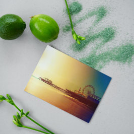 Santa Monica Pier - Orange Sunrise Photo Edit ポストカード