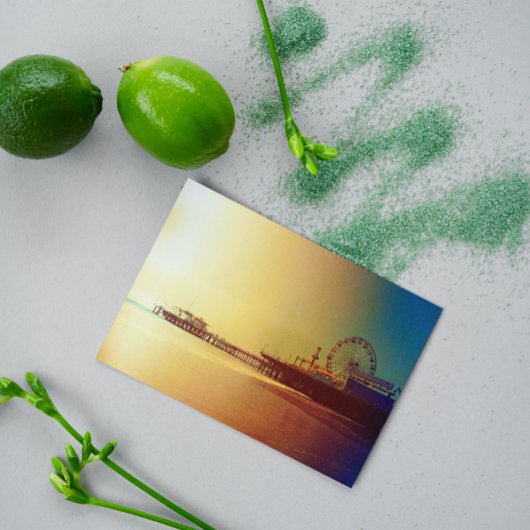 Santa Monica Pier - Orange Sunrise Photo Edit ポストカード