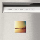 Santa Monica Pier - Orange Sunrise Photo Edit マグネット (インサイチュ (食洗機))