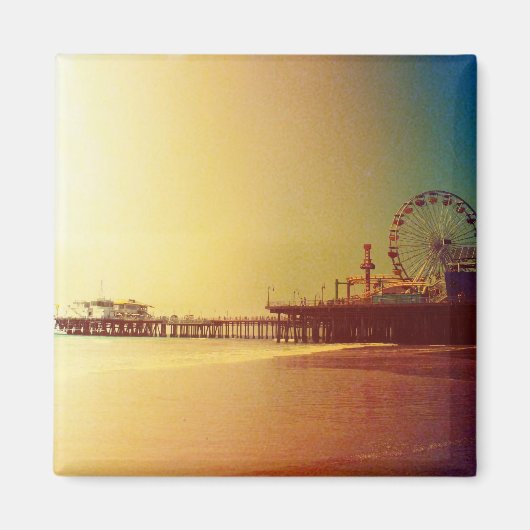 Santa Monica Pier - Orange Sunrise Photo Edit マグネット (正面)