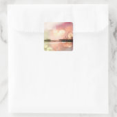 Santa Monica Pier - Pink Photo きらめく Edit スクエアシール (バッグ)