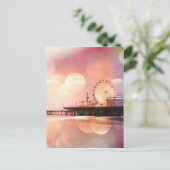 Santa Monica Pier - Pink Photo きらめく Edit ポストカード (スタンド正面)