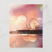 Santa Monica Pier - Pink Photo きらめく Edit ポストカード (正面)