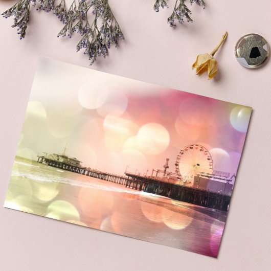 Santa Monica Pier - Pink Photo きらめく Edit ポストカード