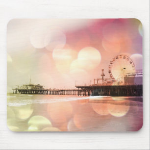 Santa Monica Pier - Pink Photo きらめく Edit マウスパッド