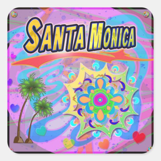 Santa Monica True Progressステッカー スクエアシール (正面)