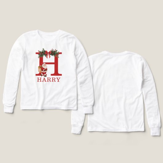 Santa Monogrammed and Name Family Matching (デザイン 正面＆背面)