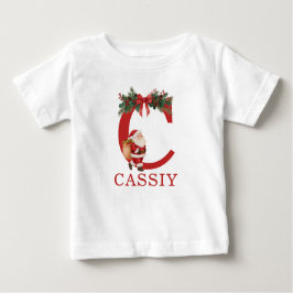 Santa Monogrammed and Name Family Matching ベビーTシャツ