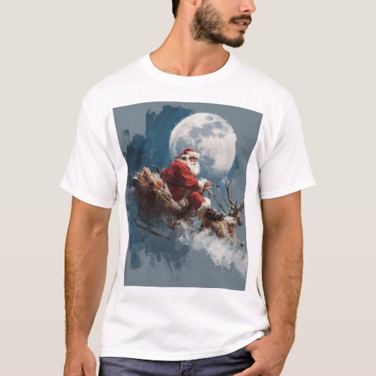 Santa Moonlit Sleigh Ride Tシャツ (正面)
