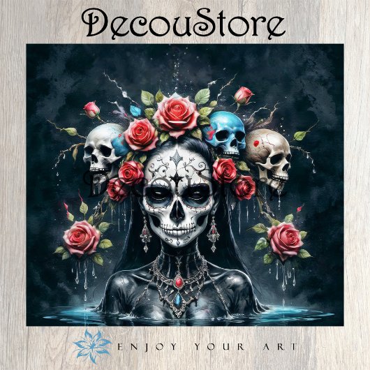 Santa Muerte Rising Decoupage 薄葉紙