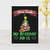 Santa My Brother親愛がクリスマスに兄弟姉妹した カード (黄色い花)