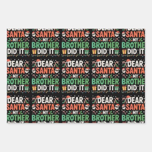 Santa My Brother親愛がクリスマスのクリスマスを行ったおもしろい ラッピングペーパーシート (正面)