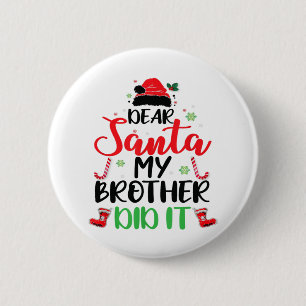 Santa My Brother親愛がクリスマスのパジャムおもしろいをやった 缶バッジ