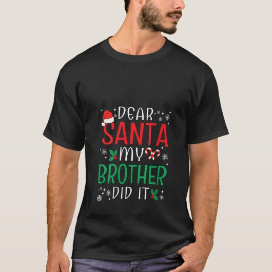 Santa My Brother親愛がクリスマスのパジャムおもしろいをやった Tシャツ (正面)