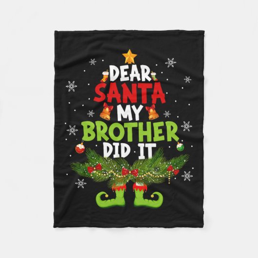 Santa My Brother親愛はIt小妖精や小人Matching Christma フリースブランケット (正面)