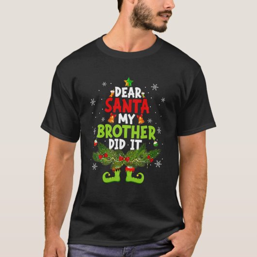 Santa My Brother親愛はIt小妖精や小人Matching Christma Tシャツ (正面)