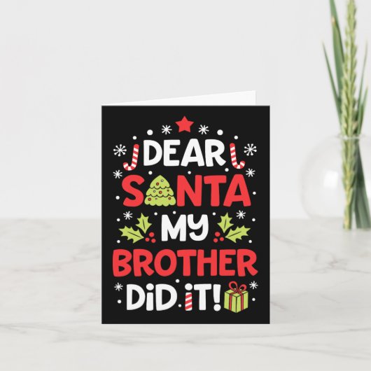 Santa My Brother親愛 ItおもしろいクリスマスガールK カード (正面)