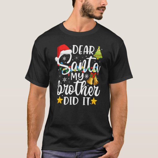 Santa My Brother親愛 It It Christmas Family Paj Tシャツ (正面)